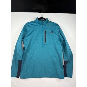 North Face Mens Large Teal Heather half Zip Fleece Pullover Jacket L Canyonlands